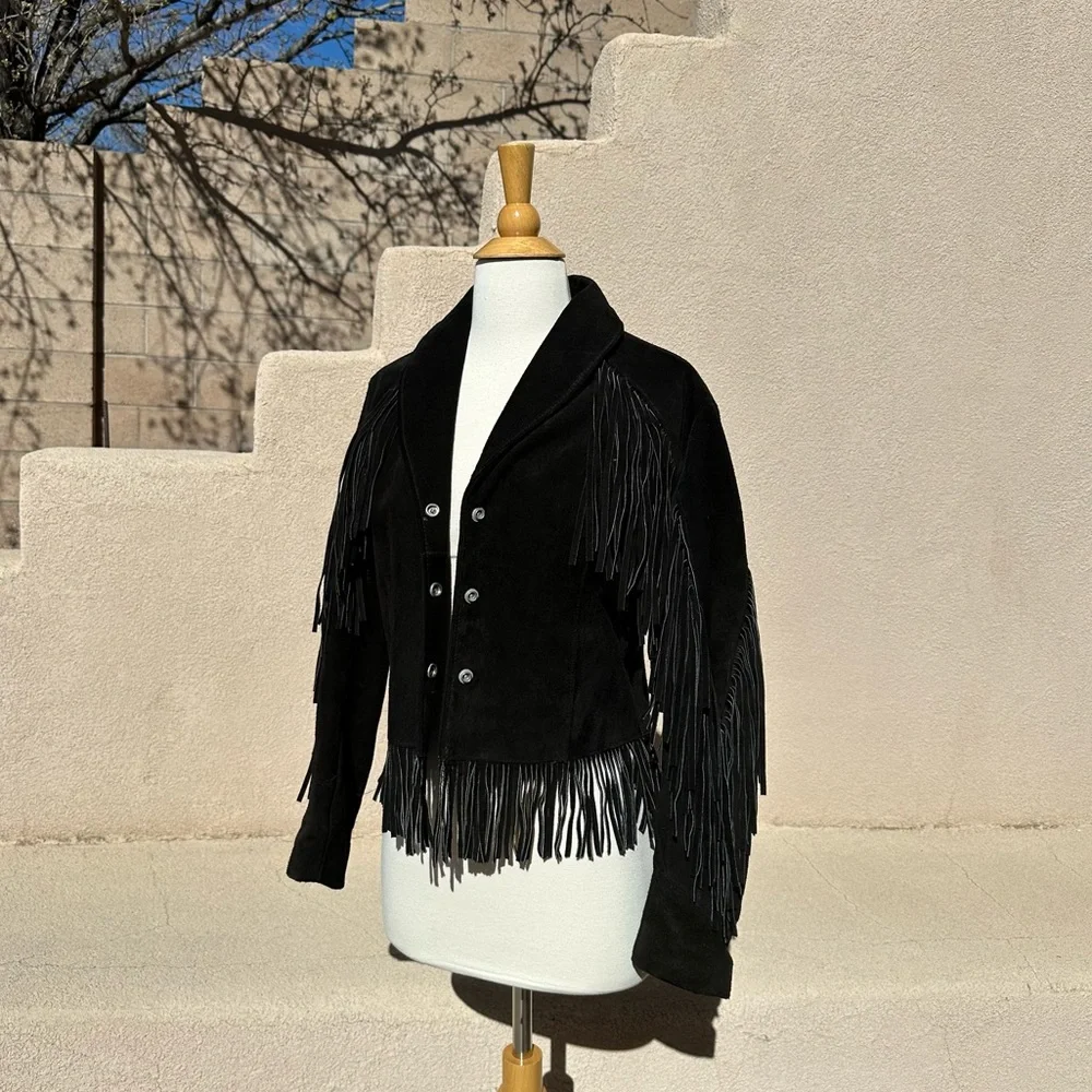 🔥RARE🔥Vintage Kenny Rogers Collection by Schott Suede Leather Fringe Jacket - Picture 8 of 13